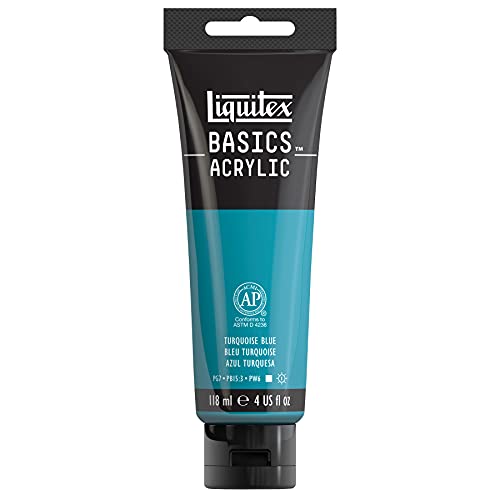 Liquitex Basics 1046046 monopigmentierte Acrylfarbe, Künstlerpigmente, lichtecht, mittlere Viskosität, Achivqualität, seidenglänzender Finish, 118ml Tube, türkisblau von Liquitex