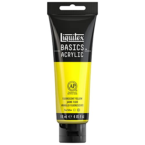 Liquitex Basics 1046981 monopigmentierte Acrylfarbe, Künstlerpigmente, lichtecht, mittlere Viskosität, Achivqualität, seidenglänzender Finish, 118ml Tube, fluo gelb Liquitex Basics 1046981 monopigmentierte Acrylfarbe, Künstlerpigmente, lichtecht, mittlere Viskosität, Achivqualität, seidenglänzender Finish, 118ml Tube, fluo gelb von Liquitex