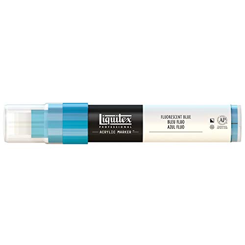 Liquitex 4610984 Professional Paint Marker, Acrylmarker mit hochpigmentierte Acrylfarbe auf Wasserbasis für den Innenbereich & Außenbereich, breite Spitze - Blau fluoreszierend von Liquitex