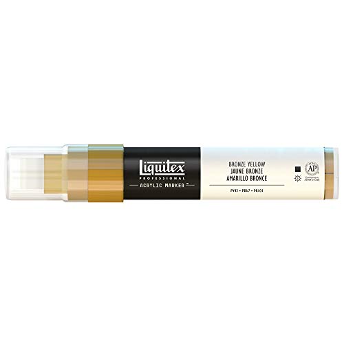 Liquitex 4610530 Professional Paint Marker, Acrylmarker mit hochpigmentierte Acrylfarbe auf Wasserbasis für den Innenbereich & Außenbereich, breite Spitze - Bronzegelb von Liquitex