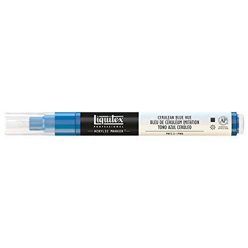 Liquitex 4620470 Professional Paint Marker, Acrylmarker mit hochpigmentierte Acrylfarbe auf Wasserbasis für den Innenbereich & Außenbereich, feine Spitze - Coelinblau Farbton von Liquitex