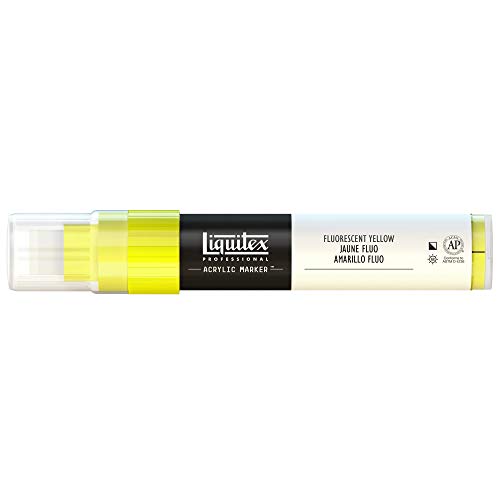 Liquitex 4610981 Professional Paint Marker, Acrylmarker mit hochpigmentierte Acrylfarbe auf Wasserbasis für den Innenbereich & Außenbereich, breite Spitze - Gelb fluoreszierend von Liquitex