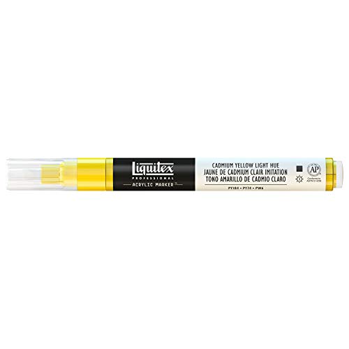 Liquitex 4620159 Professional Paint Marker, Acrylmarker mit hochpigmentierte Acrylfarbe auf Wasserbasis für den Innenbereich & Außenbereich, feine Spitze - Kadmiumgelb hell Farbton von Liquitex