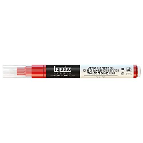 Liquitex 4620151 Professional Paint Marker, Acrylmarker mit hochpigmentierte Acrylfarbe auf Wasserbasis für den Innenbereich & Außenbereich, feine Spitze - Kadmiumrot mittel Farbton von Liquitex