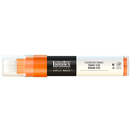 Liquitex 4610982 Professional Paint Marker, Acrylmarker mit hochpigmentierte Acrylfarbe auf Wasserbasis für den Innenbereich & Außenbereich, breite Spitze - Orange fluoreszierend von Liquitex