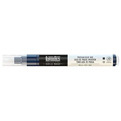 Liquitex 4620320 Professional Paint Marker, Acrylmarker mit hochpigmentierte Acrylfarbe auf Wasserbasis für den Innenbereich & Außenbereich, feine Spitze - Preußischblau Farbton von Liquitex