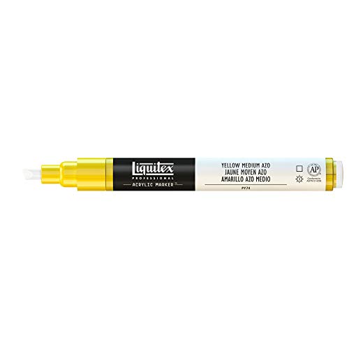 Liquitex 4620412 Professional Paint Marker, Acrylmarker mit hochpigmentierte Acrylfarbe auf Wasserbasis für den Innenbereich & Außenbereich, feine Spitze - Gelb mittel Azo von Liquitex