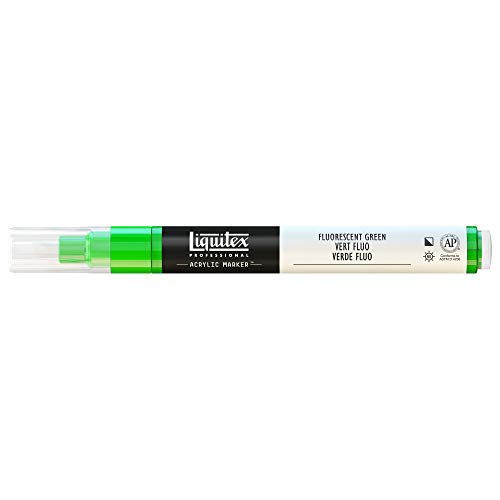 Liquitex 4620985 Professional Paint Marker, Acrylmarker mit hochpigmentierte Acrylfarbe auf Wasserbasis für den Innenbereich & Außenbereich, feine Spitze - Grün fluoreszierend von Liquitex