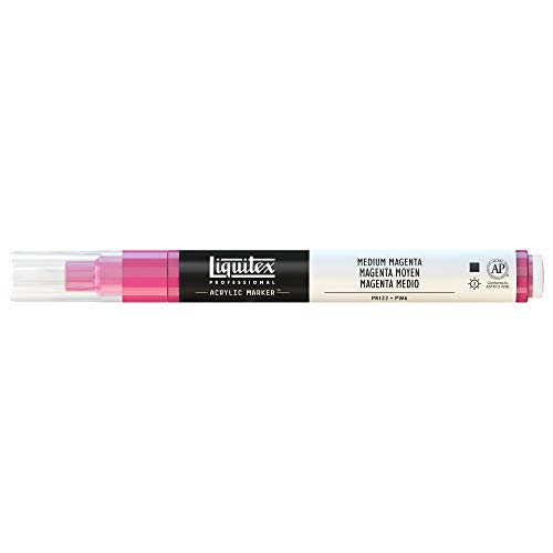 Liquitex 4620500 Professional Paint Marker, Acrylmarker mit hochpigmentierte Acrylfarbe auf Wasserbasis für den Innenbereich & Außenbereich, feine Spitze - Magenta mittel von Liquitex