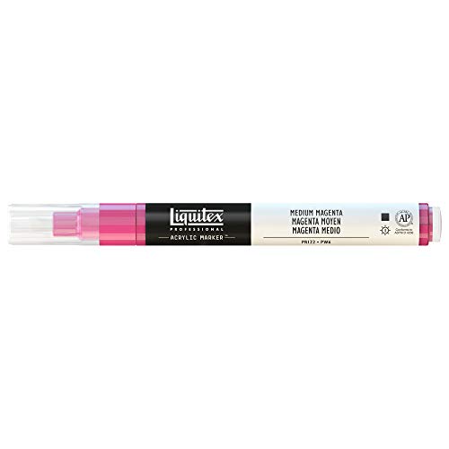 Liquitex 4620500 Professional Paint Marker, Acrylmarker mit hochpigmentierte Acrylfarbe auf Wasserbasis für den Innenbereich & Außenbereich, feine Spitze - Magenta mittel von Liquitex