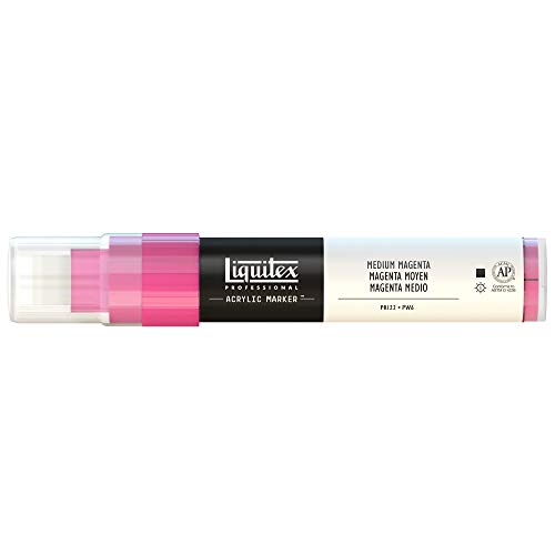 Liquitex 4610500 Professional Paint Marker, Acrylmarker mit hochpigmentierte Acrylfarbe auf Wasserbasis für den Innenbereich & Außenbereich, breite Spitze - Magenta mittel von Liquitex
