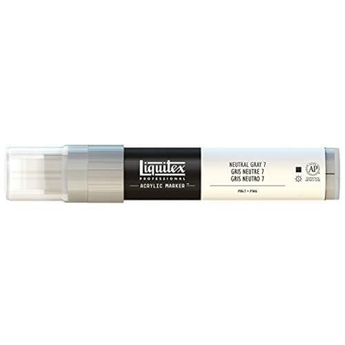 Liquitex 4617599 Professional Paint Marker, Acrylmarker mit hochpigmentierte Acrylfarbe auf Wasserbasis für den Innenbereich & Außenbereich, breite Spitze - Neutralgrau Nr. 7 von Liquitex