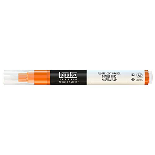 Liquitex 4620982 Professional Paint Marker, Acrylmarker mit hochpigmentierte Acrylfarbe auf Wasserbasis für den Innenbereich & Außenbereich, feine Spitze - Orange fluoreszierend von Liquitex