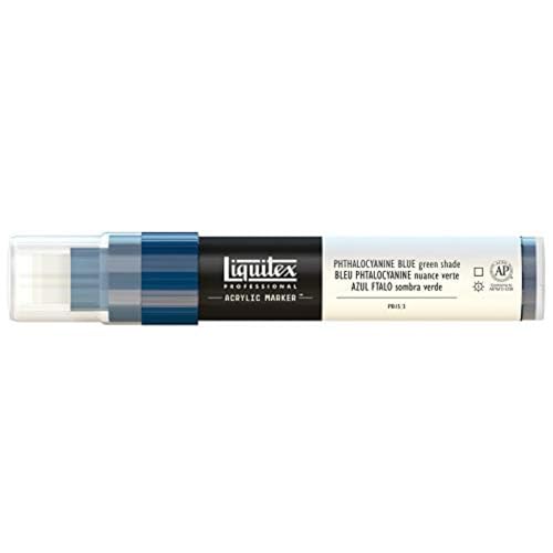 Liquitex 4610316 Professional Paint Marker, Acrylmarker mit hochpigmentierte Acrylfarbe auf Wasserbasis für den Innenbereich & Außenbereich, breite Spitze - Phthaloblau Grünton von Liquitex