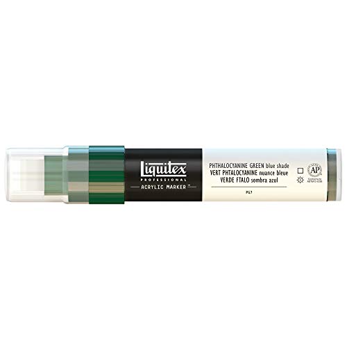 Liquitex 4610317 Professional Paint Marker, Acrylmarker mit hochpigmentierte Acrylfarbe auf Wasserbasis für den Innenbereich & Außenbereich, breite Spitze - Phthalogrün Blauton von Liquitex