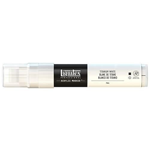 Liquitex 4610432 Professional Paint Marker, Acrylmarker mit hochpigmentierte Acrylfarbe auf Wasserbasis für den Innenbereich & Außenbereich, breite Spitze - Titanweiss von Liquitex