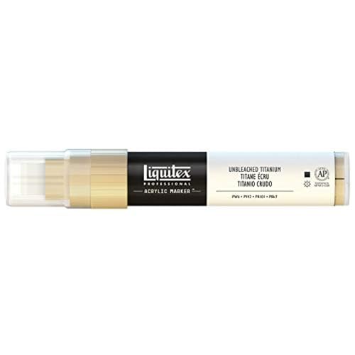 Liquitex 4610434 Professional Paint Marker, Acrylmarker mit hochpigmentierte Acrylfarbe auf Wasserbasis für den Innenbereich & Außenbereich, breite Spitze - Ungebleichtes Titan von Liquitex