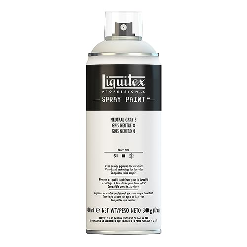 Liquitex Professional Spray Paint - Acrylfarbe, Farbspray auf Wasserbasis, lichtecht, 400 ml - Neutralgrau Nr. 8 von Liquitex