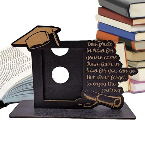 Bilderrahmen mit Diplom-Thema, Bilderrahmen aus Holz der Klasse 2025 mit verstellbarem Winkel | verstellbarer Winkel und dekorative Dekoration für Bücherregal Wohnzimmer Schlafzimmer von Liqzirtu