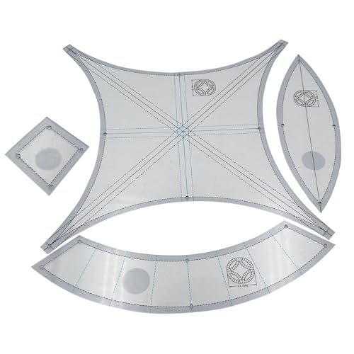 Doppelte Hochzeitsring-Steppvorlagen - Freihändige Quilt-Schablonen-Set mit transparenten quadratischen Acryl-Linealen | 17-1/4-Zoll-Anti-Rutsch-Muster - m Quilt-Schablone von Liqzirtu