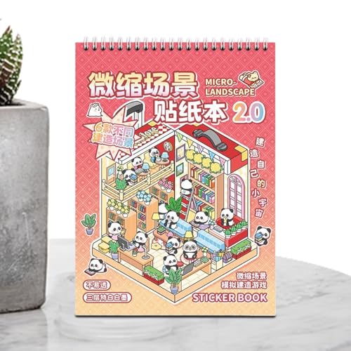 Fotobuch für Landschaftsaufkleber, Miniatur-Aufkleberbuch - Scrapbooking-Aufkleber, 3D-Aufkleber für Kinder, Cartoon-Fett Fotobuch für Landschaftsaufkleber, Miniatur-Aufkleberbuch - Scrapbooking-Aufkleber, 3D-Aufkleber für Kinder, Cartoon-Fett von Liqzirtu