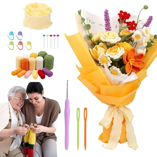 Häkelset für Anfänger, Häkelblumen-Kit | Bunte Häkel-Anfänger-Set - tragbares Stricken, Kunst- und Bastelset für Geburtstag, Weihnachten Häkelset für Anfänger, Häkelblumen-Kit | Bunte Häkel-Anfänger-Set - tragbares Stricken, Kunst- und Bastelset für Geburtstag, Weihnachten von Liqzirtu