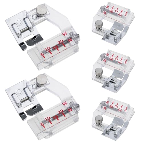 Kantenführung für Nähmaschinen, Nähmaschinen -Pressefuß - 5 Pack Naht Guide Gauge,Einstellbare Hochleistungs -Präzisions -Saum -Ansätze für die Stickerei des Kleidungsstücks von Liqzirtu
