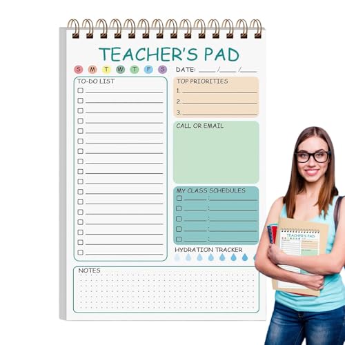 Lehrer-Notizblock, Lehrer-Notizblock - Tearst Notebook 50 Blatt,5,8 x 8,3 Zoll Memo Schreiben, Must-Have Zwillingsplaner Täglicher Planer für Schule, Zuhause, Büro Lehrer-Notizblock, Lehrer-Notizblock - Tearst Notebook 50 Blatt,5,8 x 8,3 Zoll Memo Schreiben, Must-Have Zwillingsplaner Täglicher Planer für Schule, Zuhause, Büro von Liqzirtu