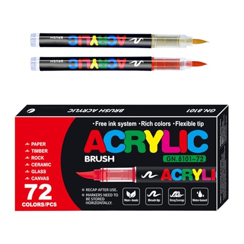 Liqzirtu Acryl-Pinselmarker – Stifte für Kunsthandwerk und Malerei, Acrylfarbenmarker-Set – Sonnenbeständige Acrylfarbenmarker für Kunstprojekte, Zeichnungen, Leinwand und Papier von Liqzirtu