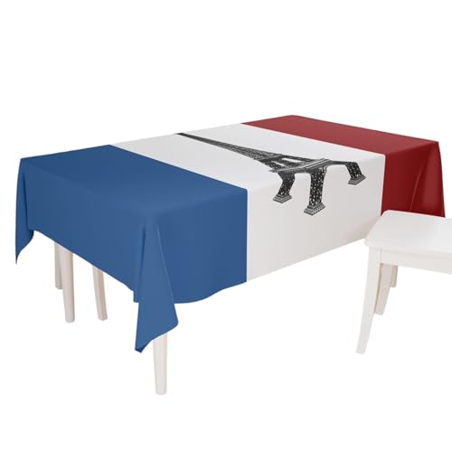 Liqzirtu Französische Tischdecke - Tischdekoration für Partys aus Polyester und Gabardine, Tischdecke mit französischer patriotischer Flagge, wasserdichte und schmutzabweisende Tischdecke aus schwerem Liqzirtu Französische Tischdecke - Tischdekoration für Partys aus Polyester und Gabardine, Tischdecke mit französischer patriotischer Flagge, wasserdichte und schmutzabweisende Tischdecke aus schwerem von Liqzirtu