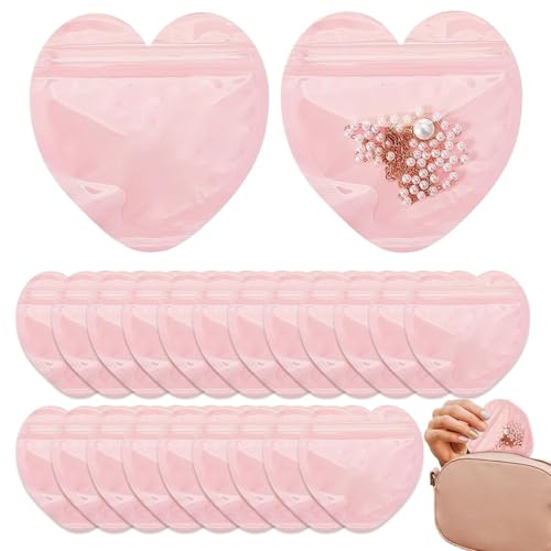 Liqzirtu Kleine Herzverpackungstüten, Herz-Verpackungsbeutel - transparente wiederverschließbare Beutel, Reise-Schmuckorganisator, Leckerli-Taschen, Zubehör für von Liqzirtu