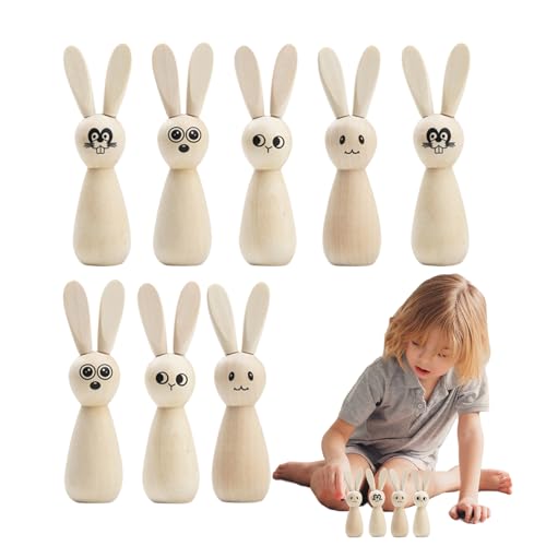 Liqzirtu Unvollendete Holzkaninchen zum Basteln, Basteln von unvollendeten Holzkaninchen - 8er Set Osterhasenfigur nicht verfügbar von Liqzirtu