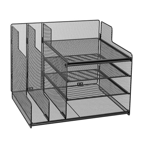 Netz-Schreibtisch-Organizer - Büro-Organizer für Schreibtisch, Briefablage aus Metall | Multifunktionaler Stifthalter mit Schublade, Schreibtischablage aus Mesh für A4-Dokumente, Archiv Netz-Schreibtisch-Organizer - Büro-Organizer für Schreibtisch, Briefablage aus Metall | Multifunktionaler Stifthalter mit Schublade, Schreibtischablage aus Mesh für A4-Dokumente, Archiv von Liqzirtu