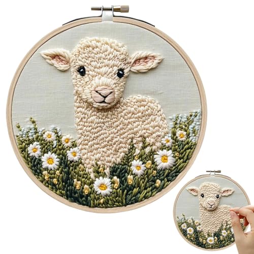 Punch Needle Kit - Punch Needle Kit für Anfänger, Kreuzstichstickerei mit Schafmuster | Schafstickerei, Handwerk mit Anleitung zum Einfädeln von Stoff, Kreis Garn, Zubehör Punch Needle Kit - Punch Needle Kit für Anfänger, Kreuzstichstickerei mit Schafmuster | Schafstickerei, Handwerk mit Anleitung zum Einfädeln von Stoff, Kreis Garn, Zubehör von Liqzirtu