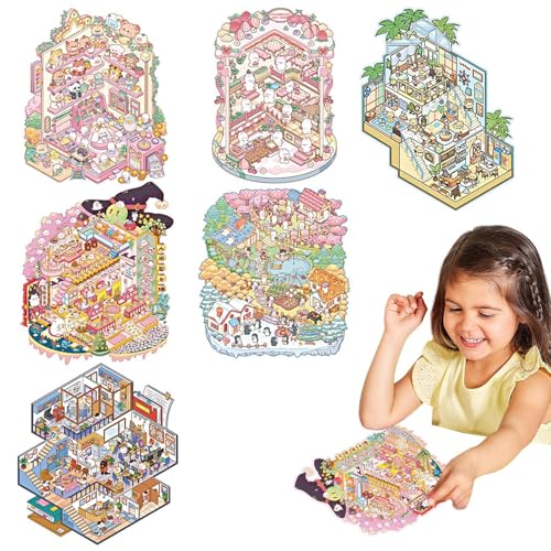Raumszene Aufkleber, Miniatur-Aufkleber - Cartoon Haus kreative Aufkleber | Dreamland Landscape Decal, Stress Stress Pass the Time Aufkleber für Zuhause, Raumszene Aufkleber, Miniatur-Aufkleber - Cartoon Haus kreative Aufkleber | Dreamland Landscape Decal, Stress Stress Pass the Time Aufkleber für Zuhause, von Liqzirtu