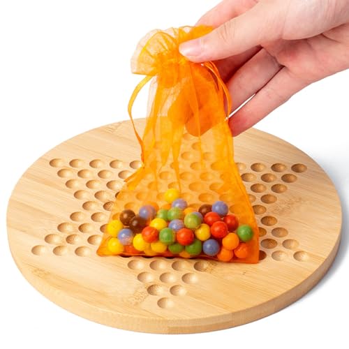 Sechseckiges Schachbrett aus Holz - Chinesisches Dame-Spielset | Holz-Dame-Brettspiel für Erwachsene, Kinder, Familie, Freunde, Brettspiel mit Glasperlen, Klassisches Gesellschaftsspiel ab 3 Jahren von Liqzirtu