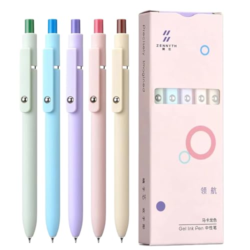 Stifte Gel-Tintenstifte - Tragbarer Kugelschreiber Stifte mit feiner Spitze, 5er-Set für Journaling, Soft-Touch-Schreibstifte | einziehbare Notizstifte die sich perfekt für Lehrer, Reporter, Studente von Liqzirtu