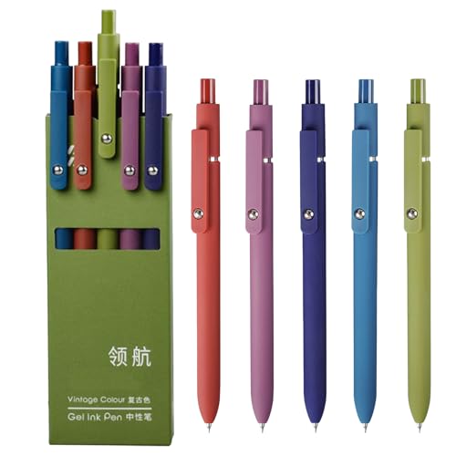 Stifte Gel-Tintenstifte - Tragbarer Kugelschreiber Stifte mit feiner Spitze, 5er-Set für Journaling, Soft-Touch-Schreibstifte | einziehbare Notizstifte die sich perfekt für Lehrer, Reporter, Studente Stifte Gel-Tintenstifte - Tragbarer Kugelschreiber Stifte mit feiner Spitze, 5er-Set für Journaling, Soft-Touch-Schreibstifte | einziehbare Notizstifte die sich perfekt für Lehrer, Reporter, Studente von Liqzirtu