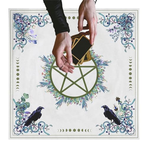 Tarot Tischtuch - Altar Pentagram Grün Prophet Vermögen Erzählte Tisch Wandteppich - Weiche Hexen -Teer Heilige Tisch Cover spiritueller Zauberer Witch Tarot Spreiz Privatsphäre mit ausgezeichneter El von Liqzirtu
