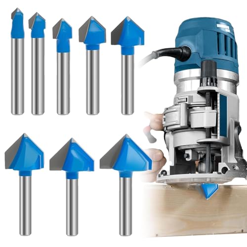 V Groove-Router-Bit, 1/4-Zoll-Router-Bit – 90-Grad-V-Bohr-Bits für Holzbearbeitung | Router-Befestigungsset Robustes Holzbearbeitungszubehör für Enthusiasten von Liqzirtu