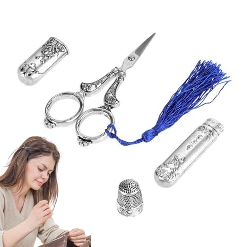 Vintage Nähschere Kit - Präzisionsschere Nähset, Vintage Stickerei Schere Set | Nadel- und Fingerhuttasche - Exquisite Vintage Nähwerkzeuge für Handwerk und Nähen Vintage Nähschere Kit - Präzisionsschere Nähset, Vintage Stickerei Schere Set | Nadel- und Fingerhuttasche - Exquisite Vintage Nähwerkzeuge für Handwerk und Nähen von Liqzirtu