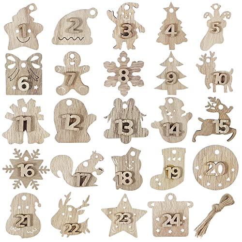24 Holzzahlen Anhänger,Adventskalender Zahlen Holz,1-24 Weihnachtsdeko,mit 24 Juteschnur,für Weihnachten Adventskalender,Weihnachtsbaum Deko 24 Holzzahlen Anhänger,Adventskalender Zahlen Holz,1-24 Weihnachtsdeko,mit 24 Juteschnur,für Weihnachten Adventskalender,Weihnachtsbaum Deko von Lircentoud