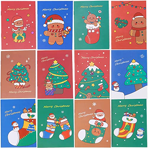 Lircentoud 24 Stück Notizbuch Weihnachten Klein,Notizblöcke Weihnachten Kinder,Mini Notizblock Weihnachten,Tagebuch Weihnachten,Christmas Notepad,Notizblock Weihnachtsgeschenke von Lircentoud