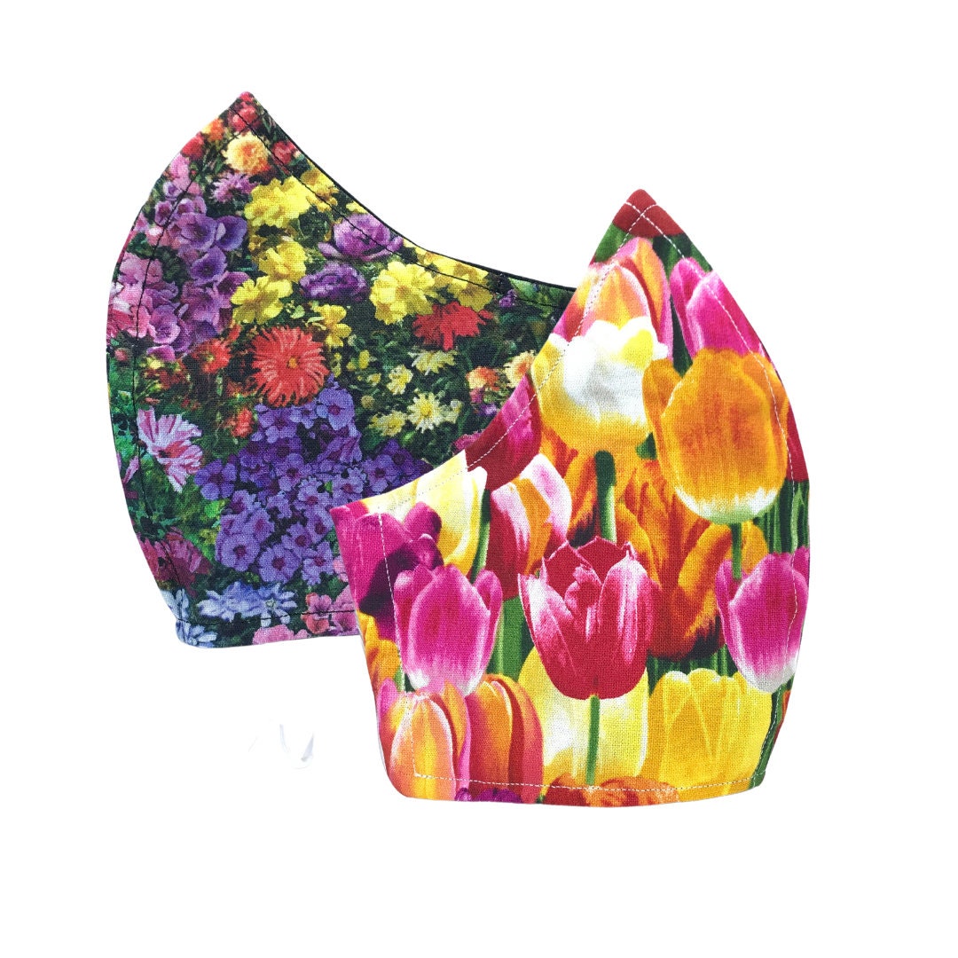 2Er-Pack Tulpenblumen-Gesichtsmaskenhüllen Mit Nasendraht Und Filtertasche Waschbare Xl-Gesichtsmaske Für Kinder von LisArtCanada