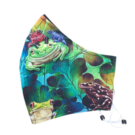 Blaugrüner Frosch-Gesichtsmaskenbezug Mit Nasendraht Und Filtertasche Geschenk Für Sie | Gesichtsmaske Kinder von LisArtCanada