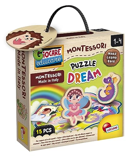 Lisciani - MONTESSORI WOOD Puzzle Dream - 15 Teile - Für Kinder ab 1 Jahr - 1 Märchenhaftes Puzzle mit 6 Holzfiguren - Fördert Logik, Motorik und Gedächtnis - Hergestellt in Italien Lisciani - MONTESSORI WOOD Puzzle Dream - 15 Teile - Für Kinder ab 1 Jahr - 1 Märchenhaftes Puzzle mit 6 Holzfiguren - Fördert Logik, Motorik und Gedächtnis - Hergestellt in Italien von Liscianigiochi