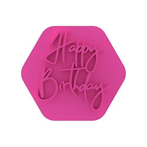 LissieLou Happy Birthday Keks Präger Glasur Fondant Stempel für Geburtstagsfeiern - Light Pink von LissieLou