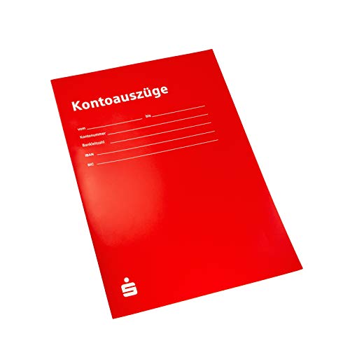 25 x Sparkassen Hefter Kontoauszugshefter für Kontoauszüge A4, Mappen, Kontoauszugsmappen (rot) von Litfax GmbH