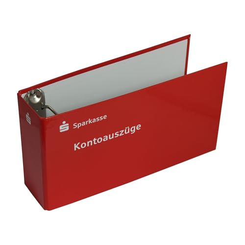 1 x Kontoauszugsordner, Bankordner, Ordner für Kontoauszüge rot mit Sparkassen Logo weiß, DIN lang von Litfax