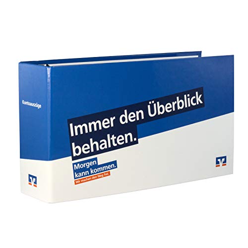 1 x Kontoauszugsordner blau (Morgen kann kommen) mit Volksbank Logo, Ordner für Kontoauszüge, Bankordner, DIN lang von Litfax